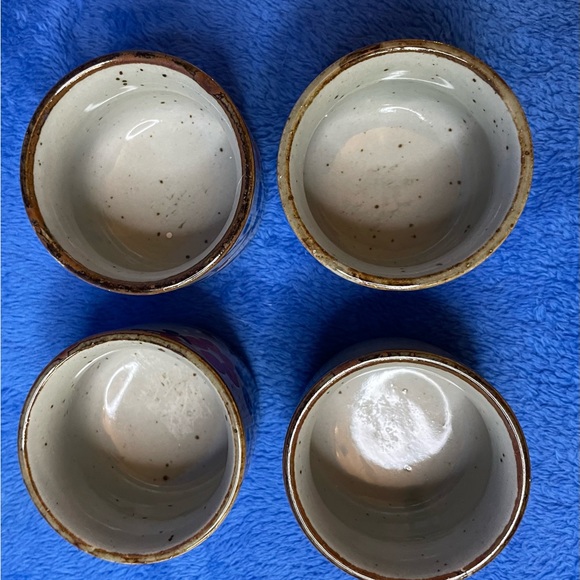 VINTAGE 4 Otagiri-Style Handleless, Hand-Painted Japan Retro Flower Stoneware - Picture 2 of 3